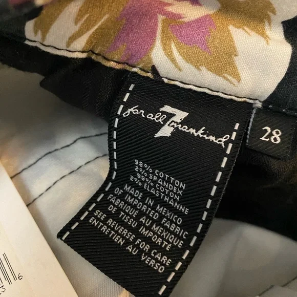 7 For all Mankind Floral Skinny Ankle Pants Size 28 - Picture 4 of 5